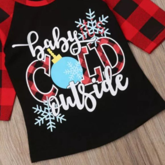 NEW Baby Its Cold Outside Buffalo Plaid Tee Shirt - Picture 2 of 4